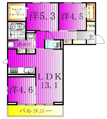 サニーコート 103号室 間取り