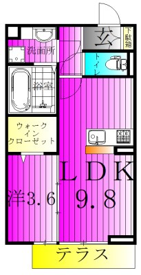 ヴァン・ヴェールおおたかの森　Ⅱ 105号室 間取り