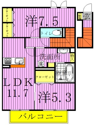 パーヒューム 205号室 間取り