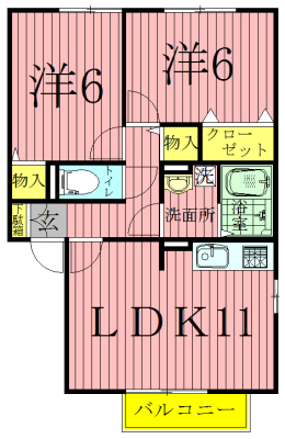 グランモアA棟 202号室 間取り