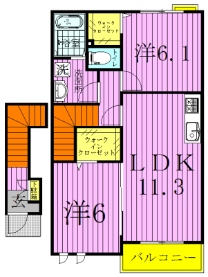 アンソレイユＡ 201号室 間取り