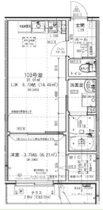 ルレーブ南流山 103号室 間取り