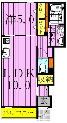 ブルックヒルズⅢ 104号室 間取り