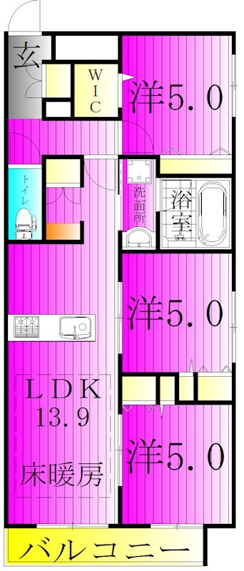 シャルマンおおたかの森 102号室 間取り