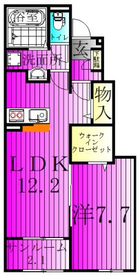 シェルクレール 104号室 間取り