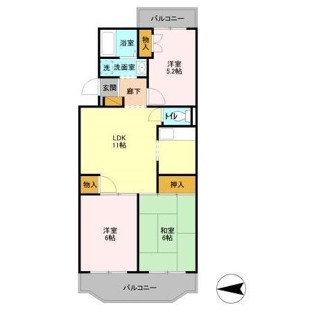 ジャスティス 1番館 305号室 間取り