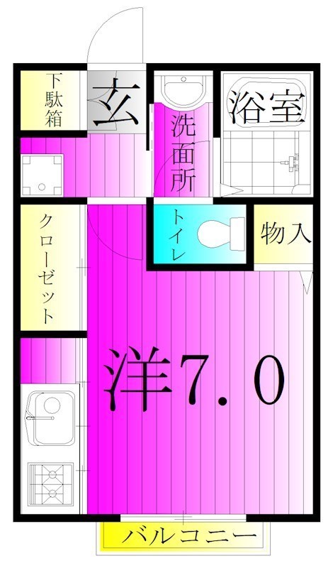 ローズ南柏 201号室 間取り