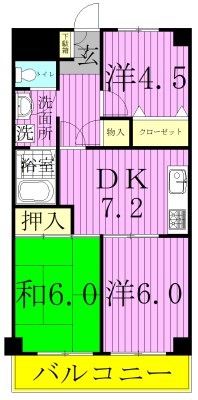 流山スカイハイツ 202号室 間取り