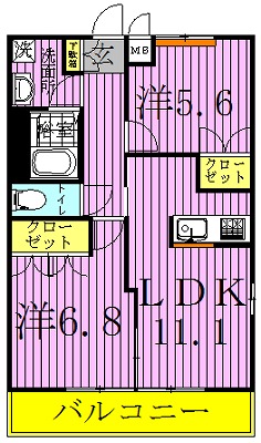 セントラルヒルズⅠ 101号室 間取り
