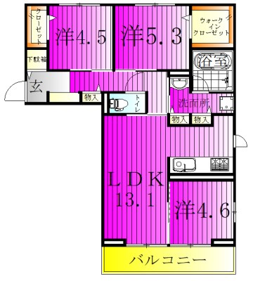 サニーコート 201号室 間取り