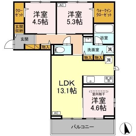 サニーコート 301号室 間取り