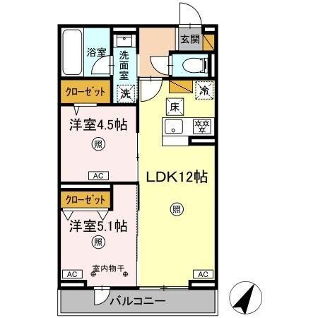 デュランタ 102号室 間取り
