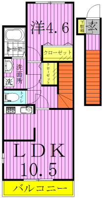 クレール松葉Ⅱ 203号室 間取り