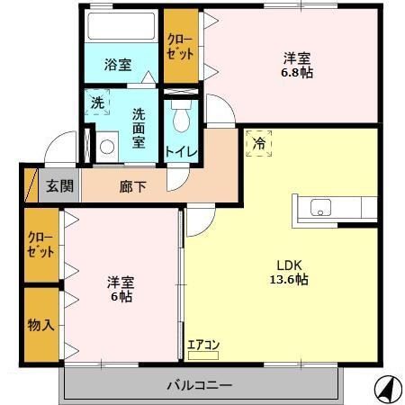 リビングタウンみのり台 Ａ202号室 間取り
