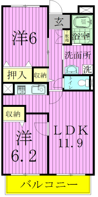 サンビレッヂ五香壱番館 302号室 間取り