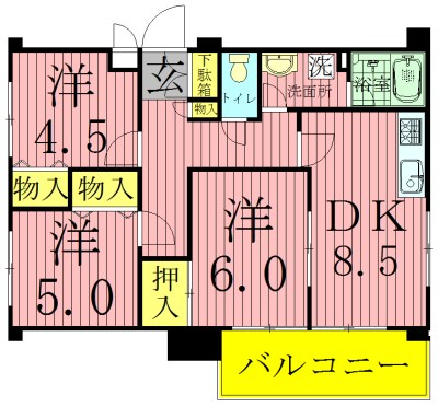 グレイスフルコート21 302号室 間取り