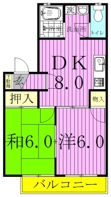ハイランズB 202号室 間取り