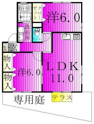 アムールコート 101号室 間取り