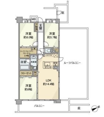 デュオガーデン柏見晴らしの丘 516号室 間取り