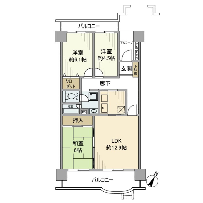 ネオハイツ江戸川台A棟 902号室 間取り