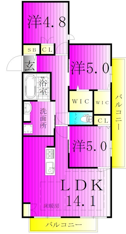 アレーズＫＡＳＨＩＷＡＮＯＨＡ 203号室 間取り