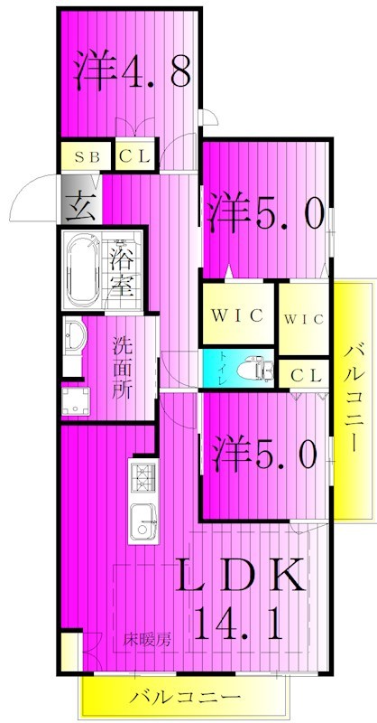 アレーズＫＡＳＨＩＷＡＮＯＨＡ 303号室 間取り