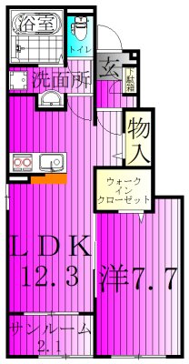 グラン　ポルトⅡ 104号室 間取り