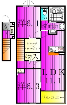 グラン　ポルトⅡ 202号室 間取り