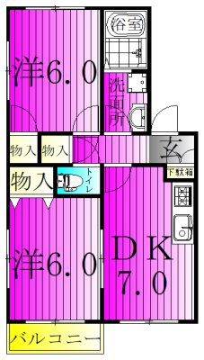 サザンオーク 202号室 間取り