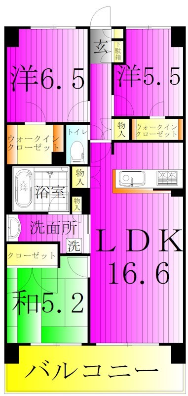 クレストフォルム柏サウスウイング 716号室 間取り