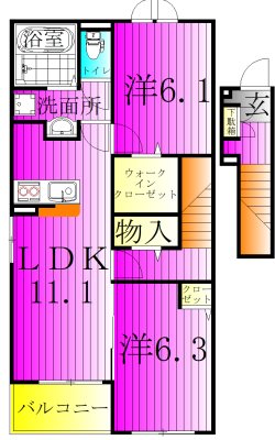 シェルクレール 205号室 間取り