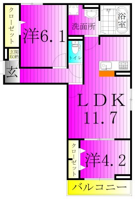 インペリアル 201号室 間取り