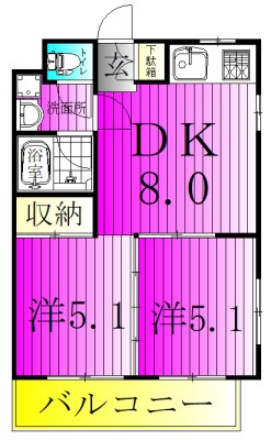 八柱ハイツ 301号室 間取り
