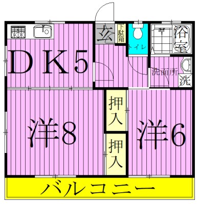 コーポ水源 101号室 間取り