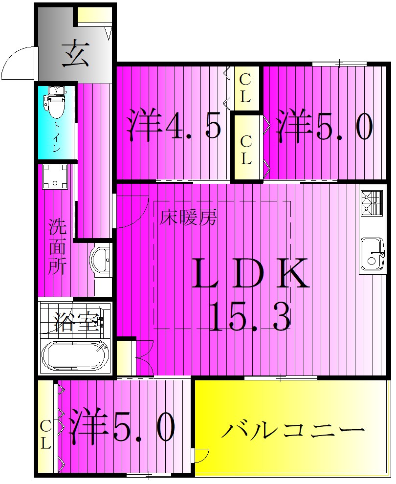プランドール南流山 102号室 間取り