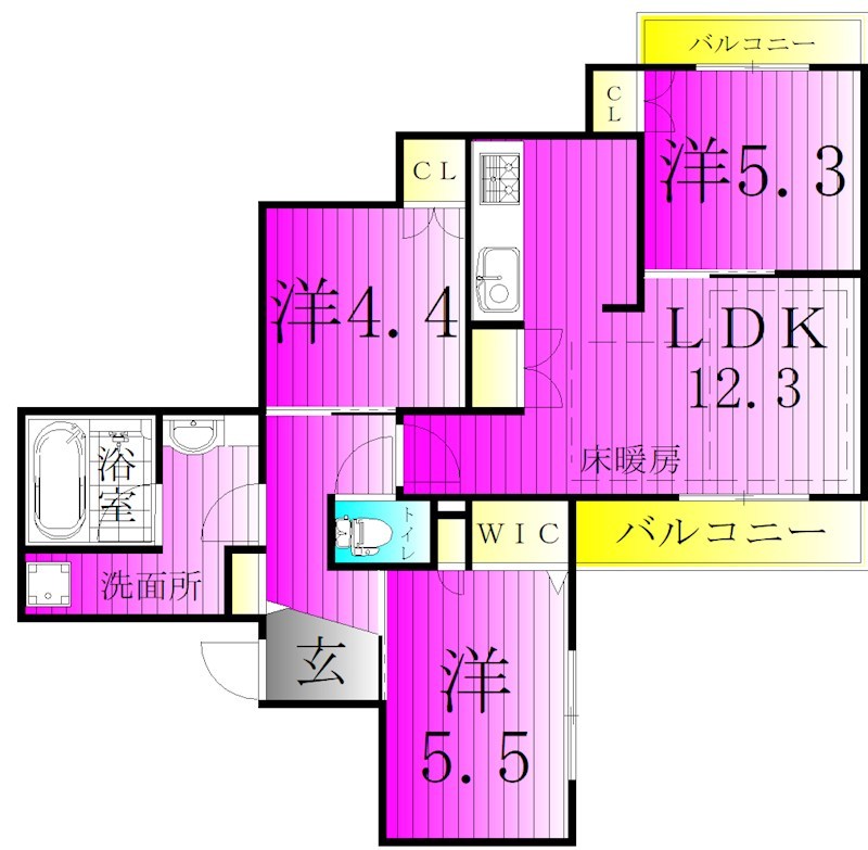 プランドール南流山 301号室 間取り