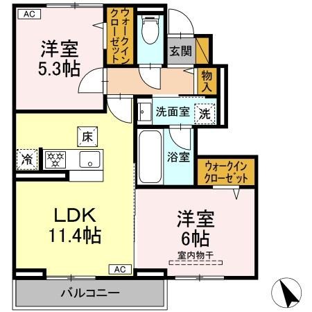 エリオス 102号室 間取り