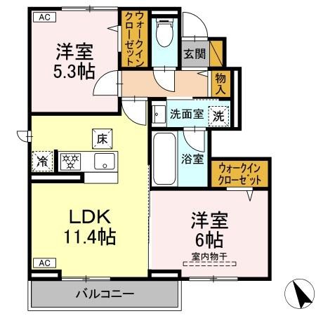 エリオス 105号室 間取り