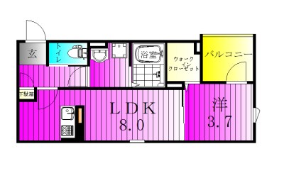 カンパネラ流山 103号室 間取り