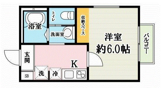 キャメル新⼋柱２Ａ 102号室 間取り