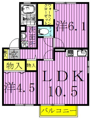 レセーナＡ 201号室 間取り