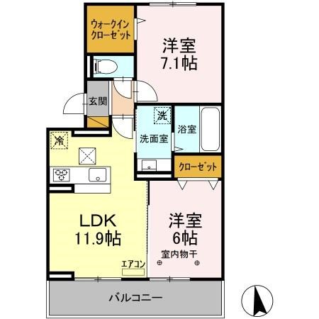 コンフォールクレール 303号室 間取り