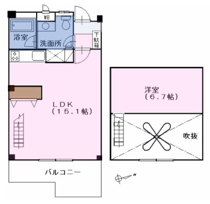 メイクスＦ棟 201号室 間取り