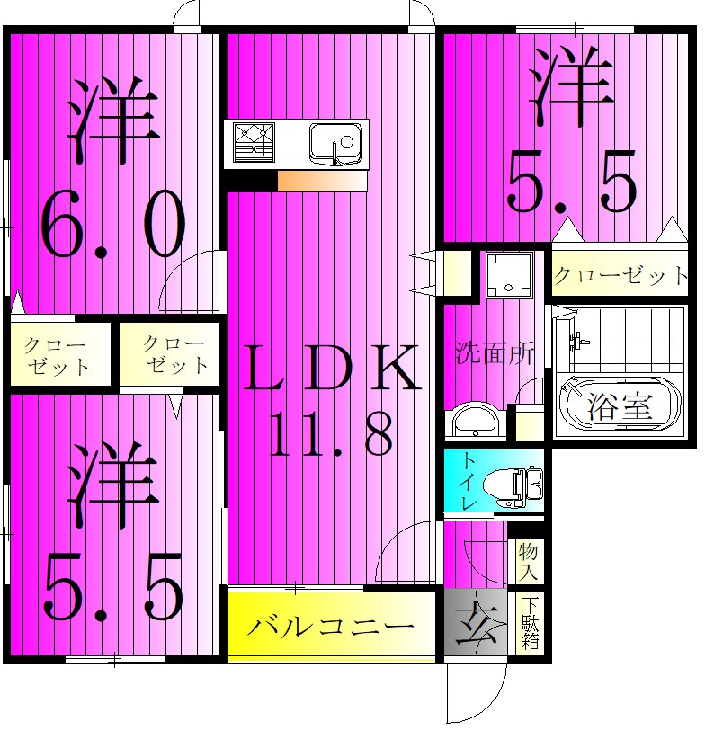 メゾンクレール日暮Ｎｏｒｔｈ 101号室 間取り