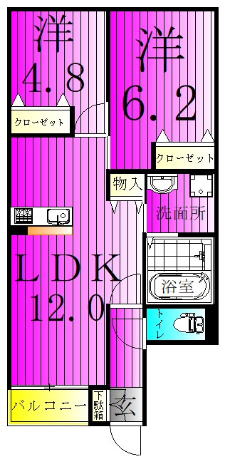 メゾンクレール日暮Ｎｏｒｔｈ 102号室 間取り