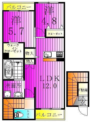 メゾンクレール日暮Ｎｏｒｔｈ 203号室 間取り