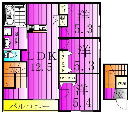 メゾンクレール日暮Ｎｏｒｔｈ 206号室 間取り