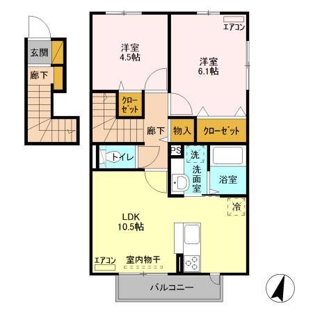サンハウスナカノⅢ 201号室 間取り