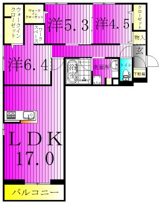 コンフォルト 101号室 間取り