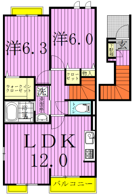 リッシュヒルズ柏の葉ⅠⅡⅢ 1-202号室 間取り